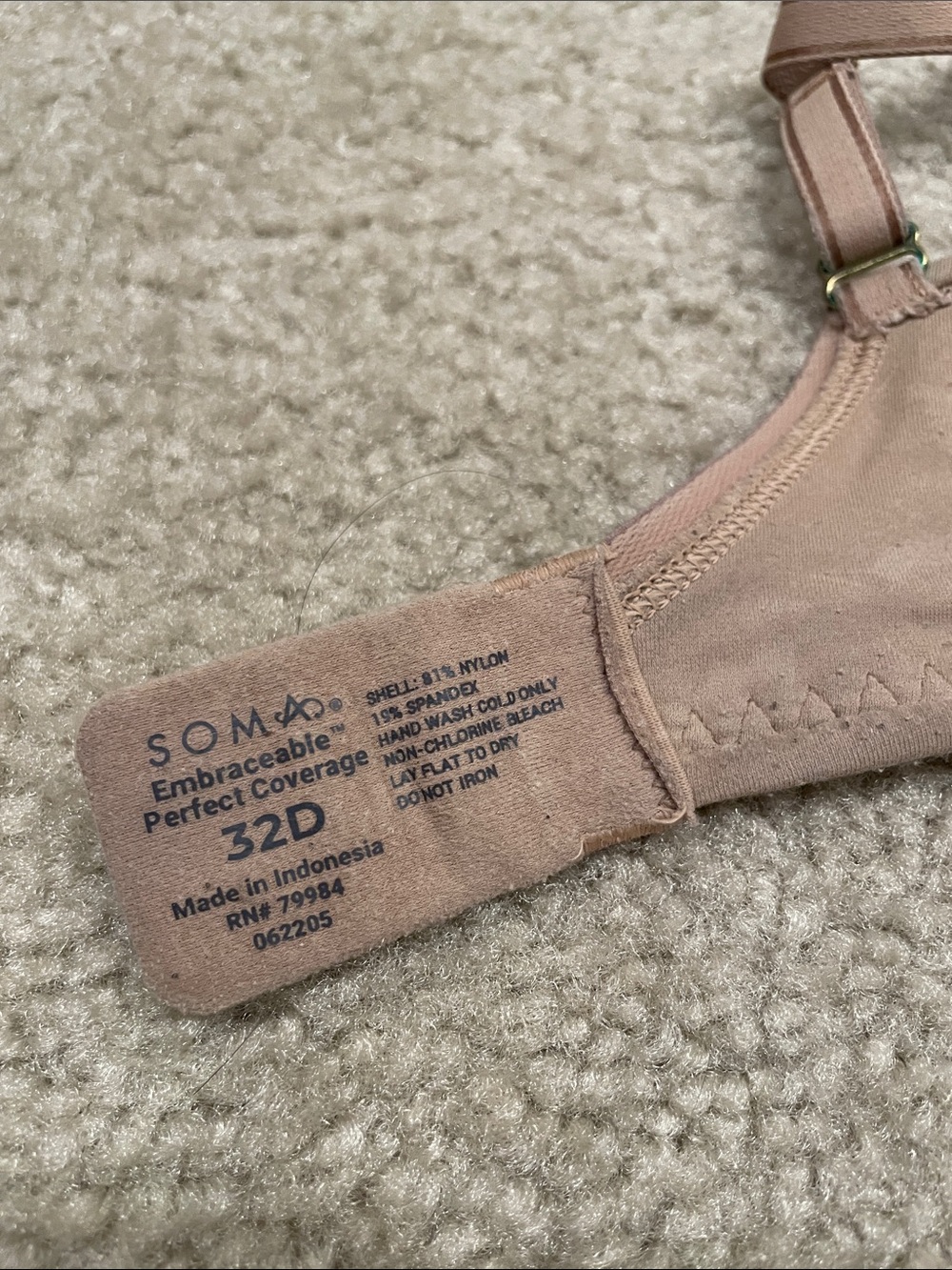 Preowned Soma Smooth T-Shirt Nude Bra 32D - Picture 7 of 10